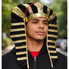 GENERICO - Tocado Faraón Egipcio Dorado Negro Para Halloween Fiesta