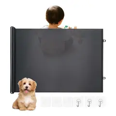 KUANGYE - Malla Retractil Puerta De Seguridad Mascotas Bebe 150x78 Cm