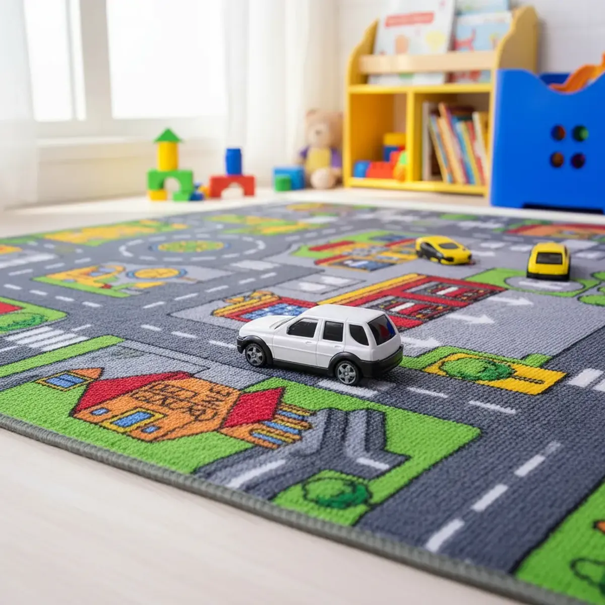 NEBLISUR - Alfombra de juego para niños,118x81cm,coches infantiles ciudad,mapa de carreteras