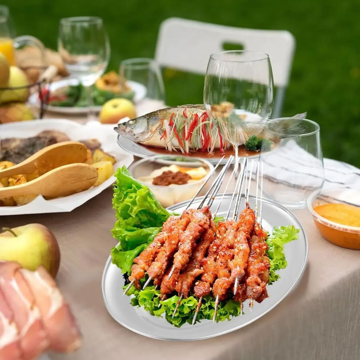 CUINER - Bandeja Plato Oval Acero Inoxidable Para Servicio 30cm
