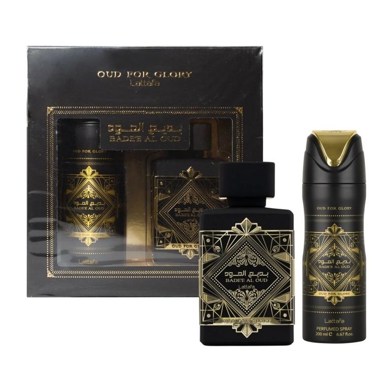 LATTAFA Badee Al Oud For Glory EDP 100 ML + Deo Spray 200 ML Set 2 Pcs
