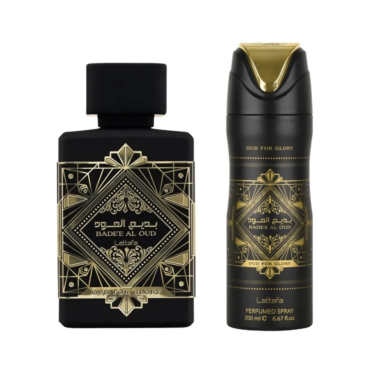 LATTAFA - Lattafa Badee Al Oud For Glory EDP 100 ML + Deo Spray 200 ML Set 2 Pcs