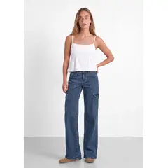 RAINDOOR - Pantalon Denim Cargo Azul Mujer