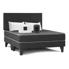CELTA - Cama Europea 2 Plazas Naroa BD + Respaldo Capitoneado + Sábanas + Almohadas + Cubre colchón