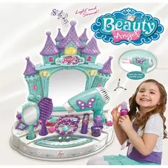 GENERICO - Tocador Castillo de Princesas Beauty Angel con Luces, Sonido y Accesorios - Azul