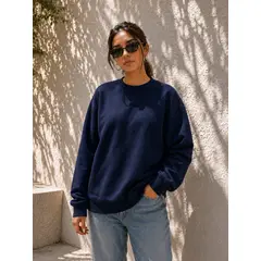 JAGIMA - Polerón 350gr Polo Cuello Redondo Mujer Oversize Algodón Liso Casual