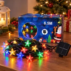GENERICO - Luces Navidad Solar 6,5M Con Estrellas LED Multicolor