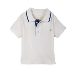 PILLIN - Polera Bebé Niño Manga Corta Cuello Piqué Blanco