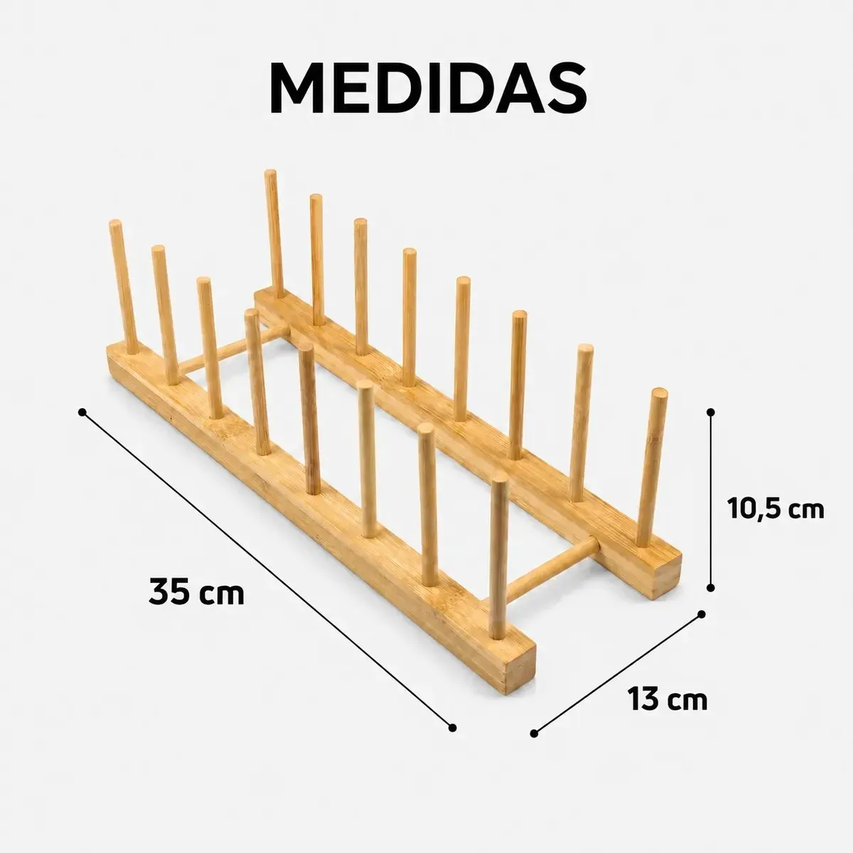 CHINA - Escurridor De Loza Platos Bambu 7divisiones Cocina LABG