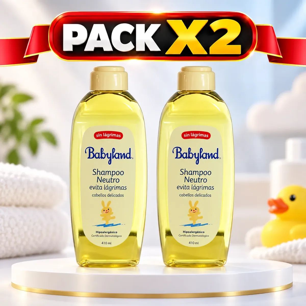 BABYLAND - Pack X2 Babyland Shampoo Neutro Sin Lágrimas 410ml C/u
