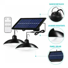 GENERICO - Lampara Solar Doble Colgante Focos Solares Exterior Interior