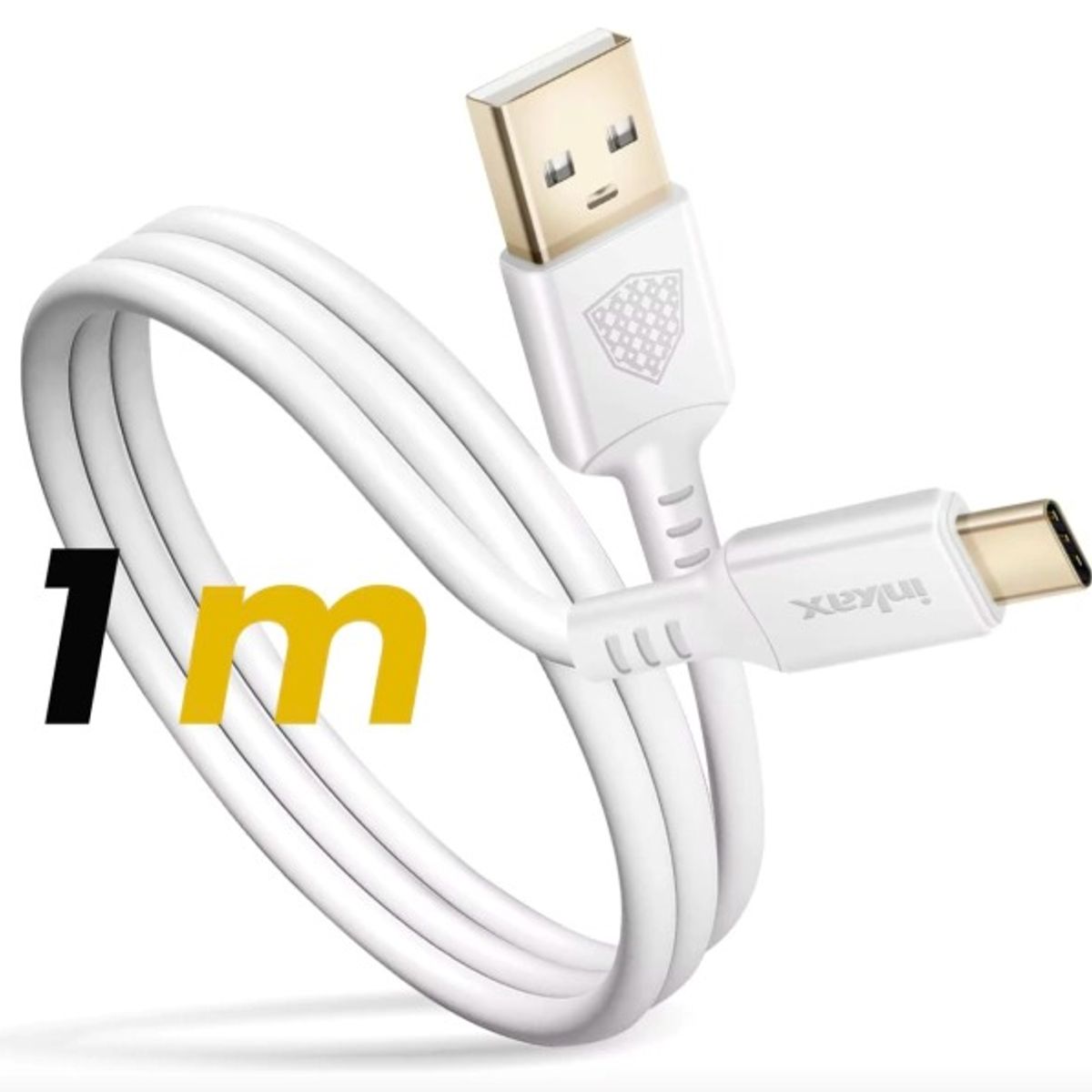 INKAX - Cable Usb C a Usb – 1 Metro | Carga Rápida - Tipo C - Blanco