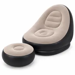 MOVI - Sillón Sofá Inflable Ergonómico con Posa Pies de Terciopelo para Living y Terraza
