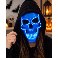 MYLHOGAR - Máscara de Calavera con Luz LED Neón para Disfraces y Fiestas