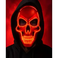 MYLHOGAR - Máscara de Calavera con Luz LED Neón para Disfraces y Fiestas