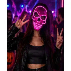 MYLHOGAR - Máscara de Calavera con Luz LED Neón para Disfraces y Fiestas