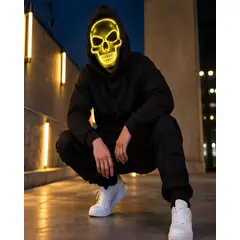 MYLHOGAR - Máscara de Calavera con Luz LED Neón para Disfraces y Fiestas
