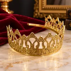 GENERICO - Corona Metálica Reina Dorada Elegante Para Fiesta y Disfraz
