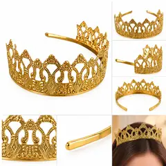 GENERICO - Tiara Corona Metálica Dorada Reina Para Fiesta y Disfraz