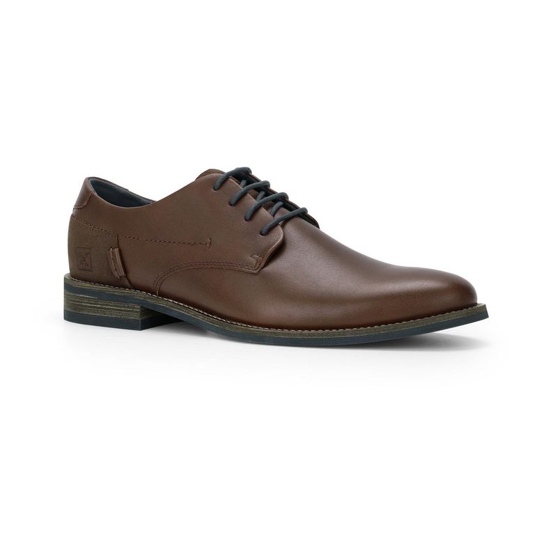 Zapatos Formales Hombre Cuero Talón Gamuzado Café Oscuro Denizen