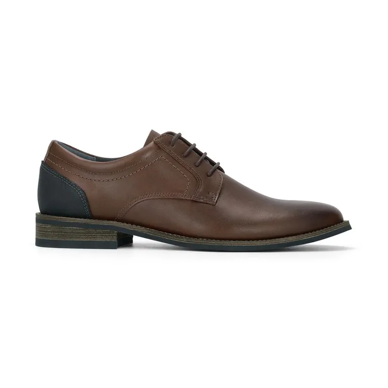 Zapatos Formales Hombre Cuero Talón en Contraste Café Oscuro Denizen