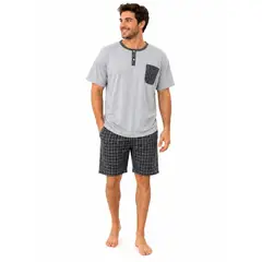 CARBIN - Pijama Hombre Manga Corta con Short Cómodo