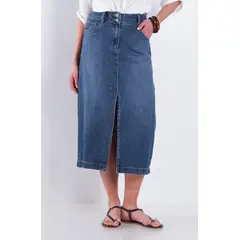 WADOS - FALDA DENIM PRETINA MEDIA 2 BOTONES CON ABERTURA EN DELANTERO