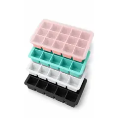 GENERICO - Hielera Tapa Cubeta Molde Hielo Silicona 15Cubos Colores Surtidos