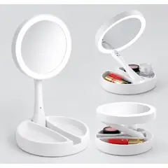 GENERICO - Espejo con Luz Led para Maquillaje Plegable Aumento x10