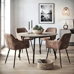 MSA MUEBLES SANTA ANA - Juego de Comedor CCT Circular Extensible 4 Poltronas CCT Café (4 sillas)