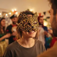 GENERICO - Máscara De Gato Leopardo Animal Print Con Bigotes