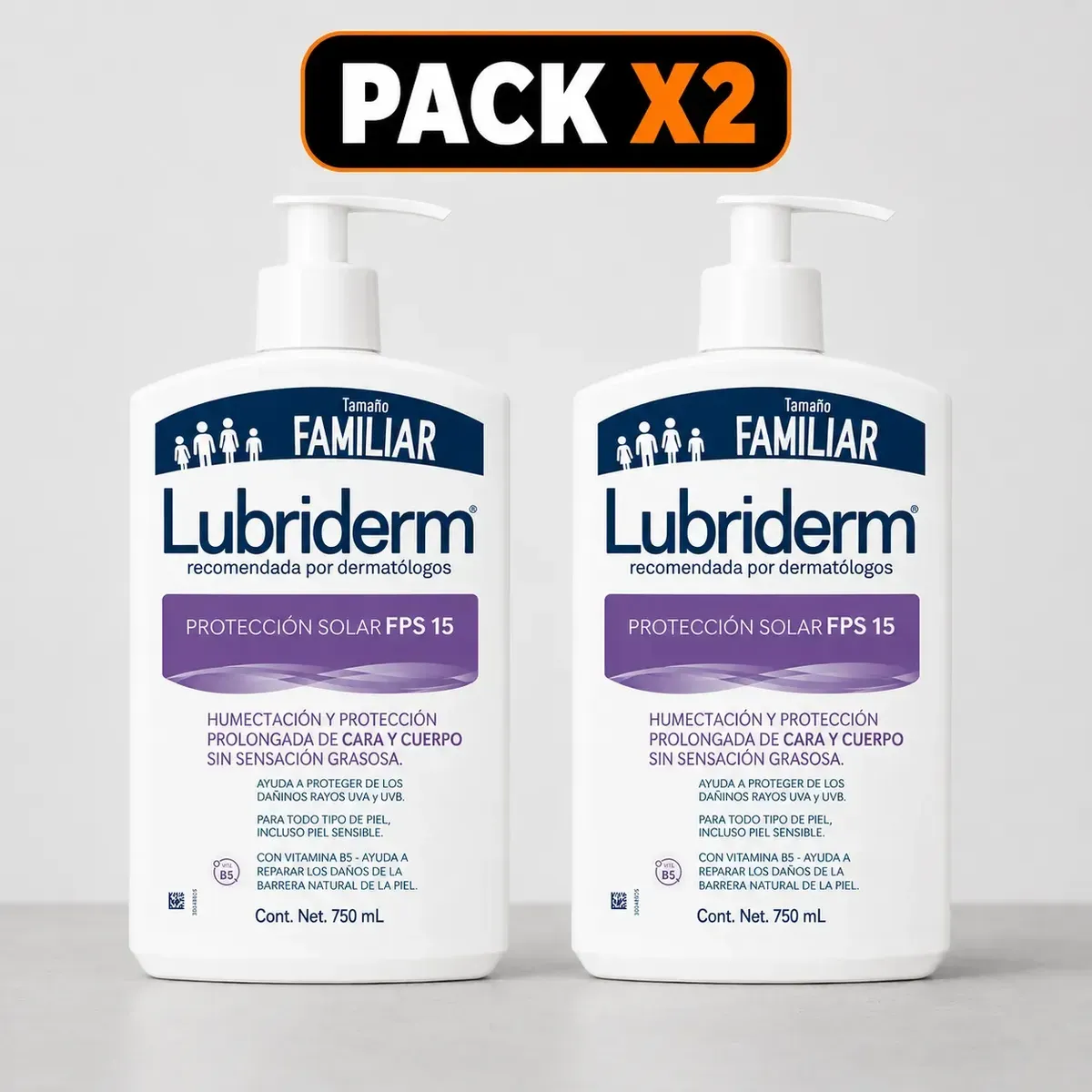 LUBRIDERM - Pack X2 Lubriderm Crema Liquida Con Proteccion Solar 750 Ml