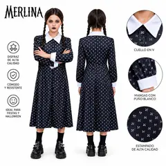 GENERICO - TRAJE DISFRAZ INFANTIL MERLINA 3 - 4 AÑOS