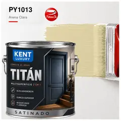 KENT - Pintura Esmalte al Agua Satinado Titán Alta resistencia - Puertas y ventanas - 4L - Arena Clara