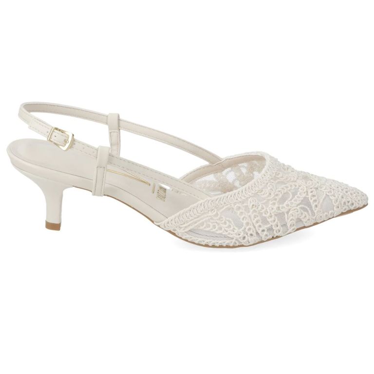 Stiletto de Novia Slingback Blanco OFF Mujer