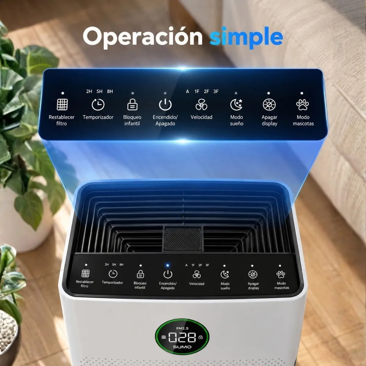 Purificador de Aire Sense PA-1: HEPA13, Modo Pet y Aromaterapia, marca SUMO - Foto 2