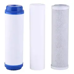 GENERICO - Pack 3 Repuestos de Filtro de Agua 10 Pulgadas 3 Etapas PP GAC y CTO 5 Micras