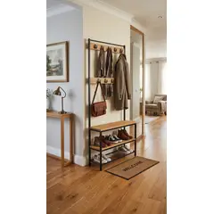 GENERICO - Mueble Recibidor Industrial 3 en 1 – Perchero, Zapatero y Banca (Fabricación Nacional) 70X23X180