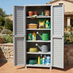 RIMAX - Armario Organizador Gabinete Bodega Grande Plástico Exterior - Gris -