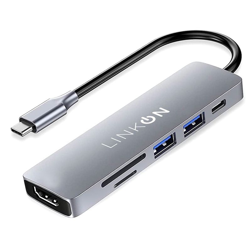 LINKON - Hub Adaptador Usb Tipo C 6 En 1 Mac Windows Hdmi