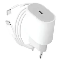 GENERICO - Cargador 20 W Tipo C a Tipo C - compatible con IPhone 15 a posteriores