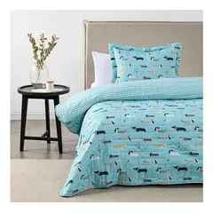 AMERICAN FAMILY - CUBRECAMA QUILT ESTAMPADO DOG 1.5 PLAZAS SINGLE