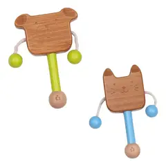 UDEAS - Sonajeros De Madera Para Niños 2 Pcs Animalitos De Bambu
