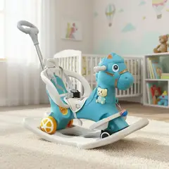 GENERICO - Caballo Balancin Mecedor Para Niños 4 En 1 Musical Turquesa