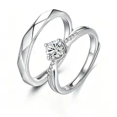 GENERICO - Set 2 Anillos de Pareja Compromiso en Plata | Alianzas Símbolo Promesa Regalo San Valentín