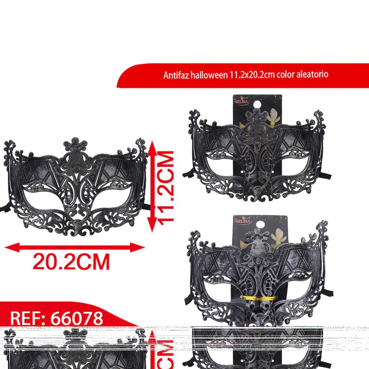 GENERICO - Antifaz halloween 11.2x20.2cm color aleatorio 66078