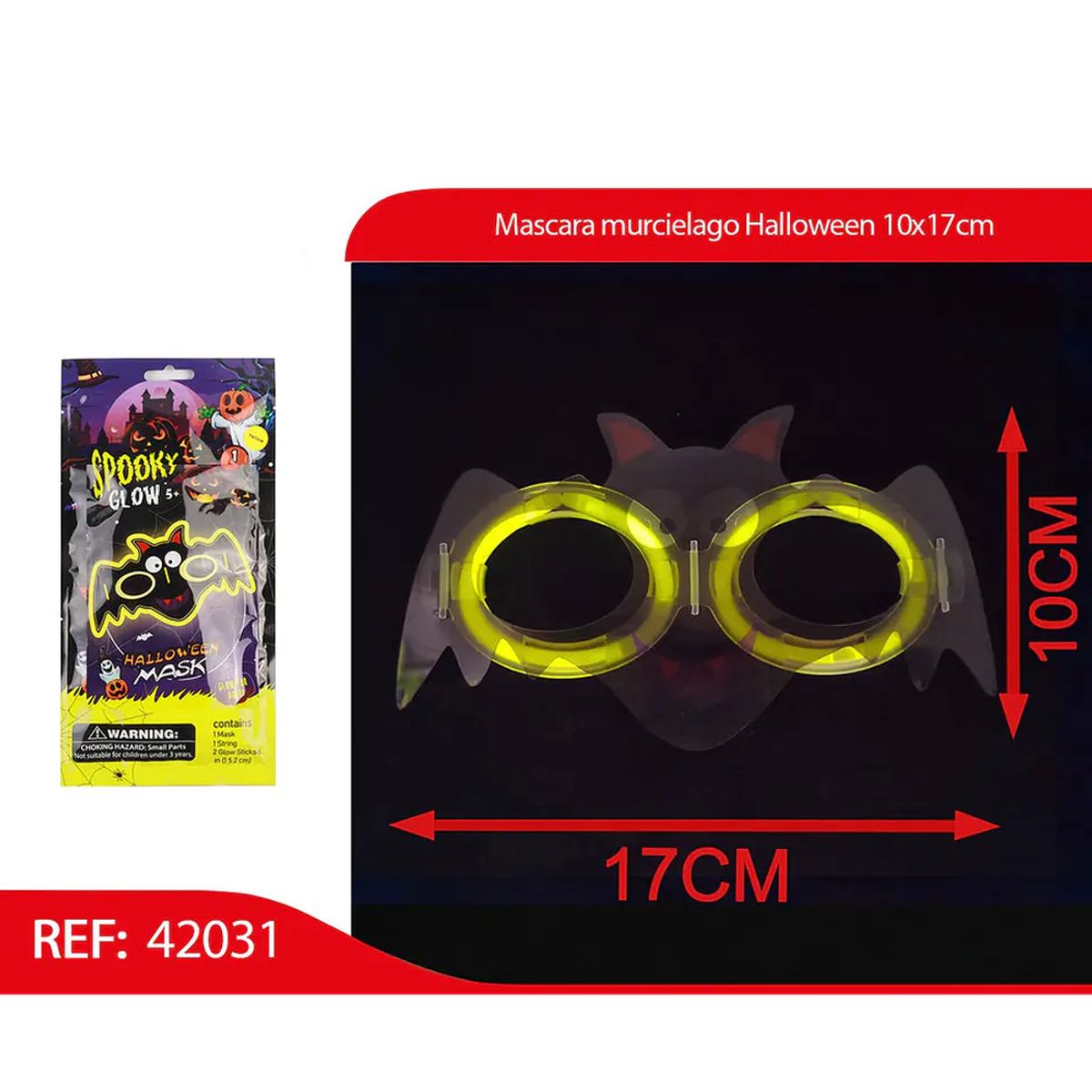 GENERICO - Antifaz murcielago Halloween 10x17cm 42031