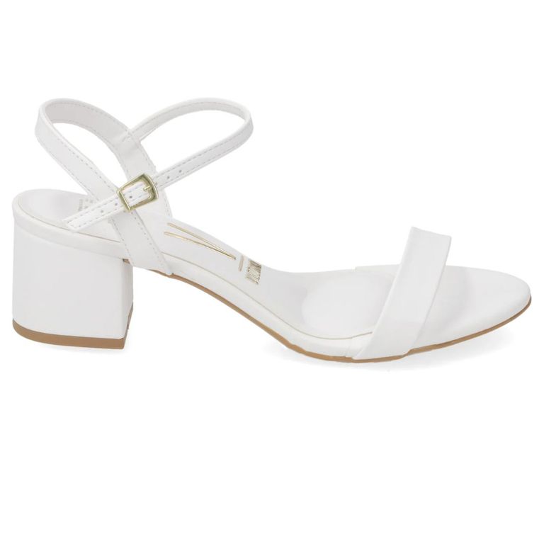 Sandalias de Novia Taco Ancho Blanco Mujer
