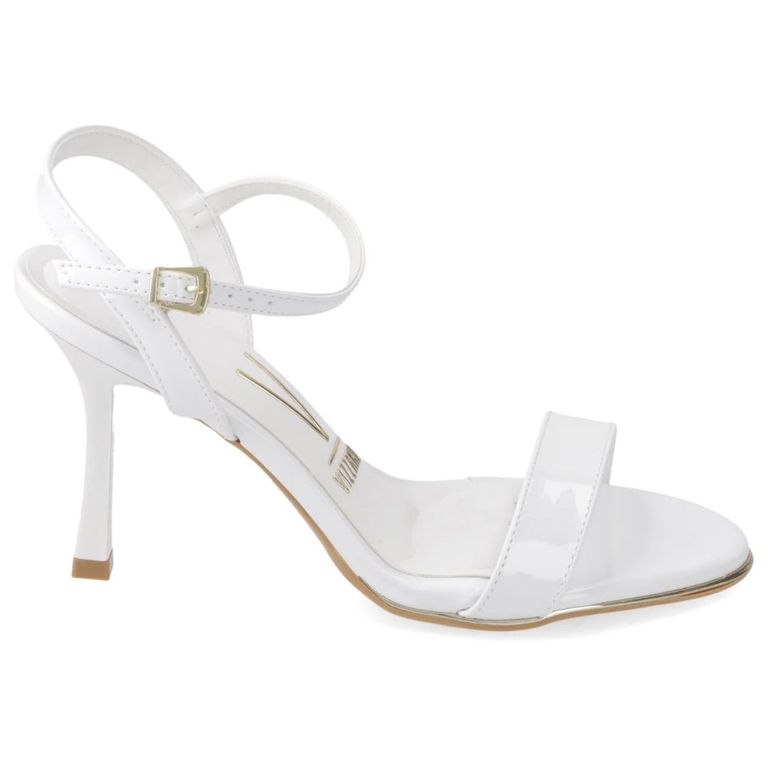 Sandalias de Novia Taco Medio Blanco Mujer