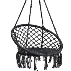 GENERICO - Hamaca Silla Colgante Redonda Sillon Exterior Interior Negro